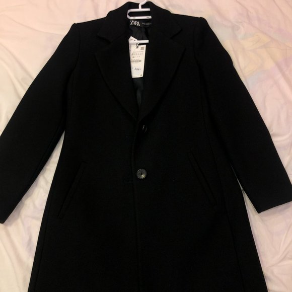 Zara Long Black Coat - Men's style coat - Picture 4 of 12